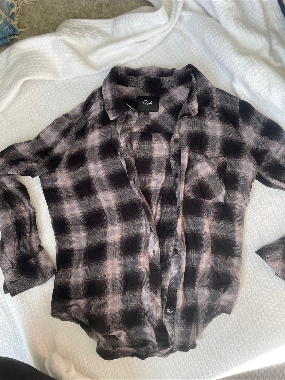 Rails Black and Grey Plaid Button-Down Shirt